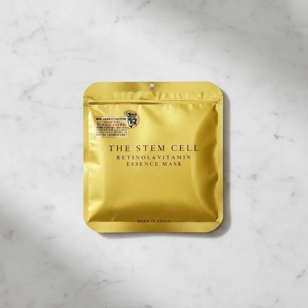 The stem cell retinol & vitamin essence mask · mascarilla facial antiedad con exosomas y retinol puro