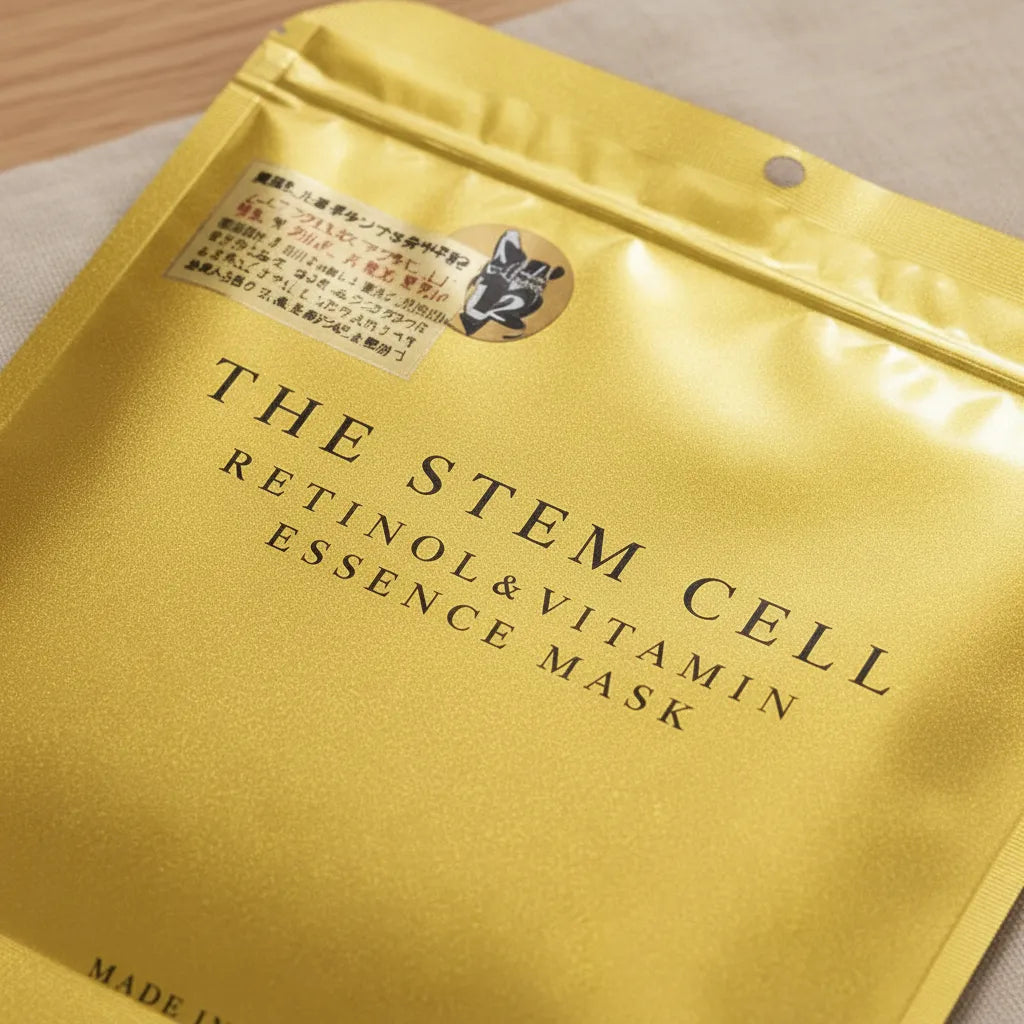 The stem cell retinol & vitamin essence mask · mascarilla facial antiedad con exosomas y retinol puro