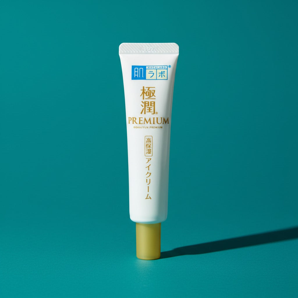 Hada labo gokujyun premium eye cream · crema contorno de ojos con 7 tipos de ácido hialurónico