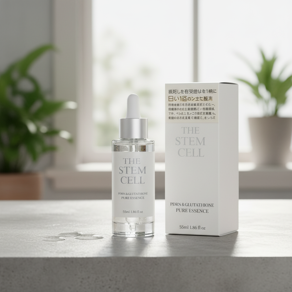 The stem cell PDRN & glutathione pure essence · suero facial con 11 activos premium